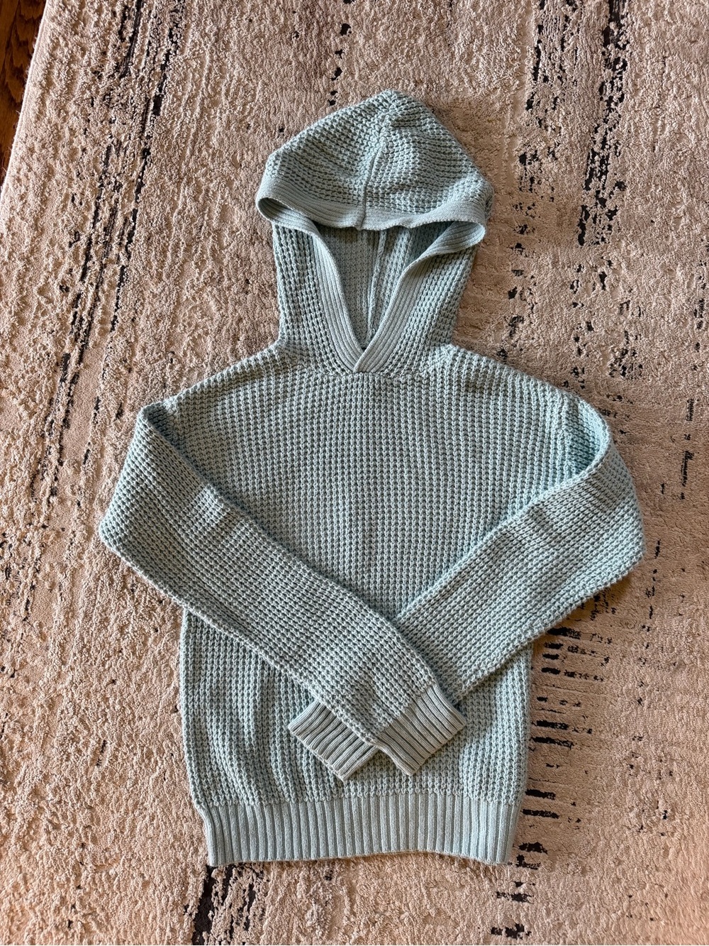 Treasure & Bond Light Aqua Waffle Hoodie Sweater